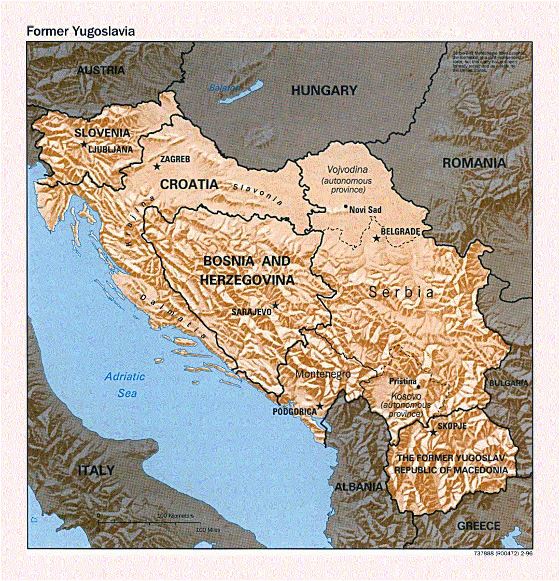 Political map of Yugoslavia - 1996